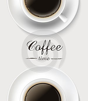 Coffee cup on white background, top view.