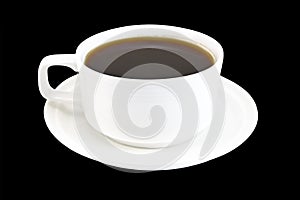 Coffee cup in white on a black background