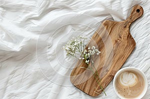 Coffee Cup and Wooden Cutting Board