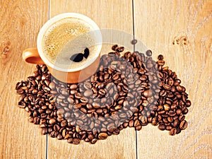 Coffee Cup On Wooden Table