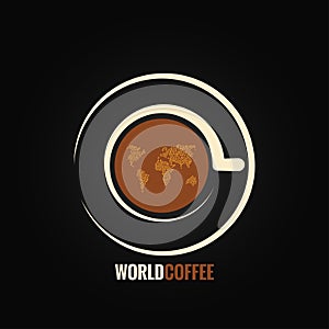 Coffee cup world map background