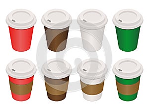 Coffee cups isometric