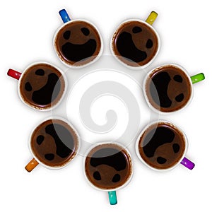 Coffee cups with smiley faces