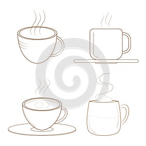 Coffee cups with steam. Sketch.