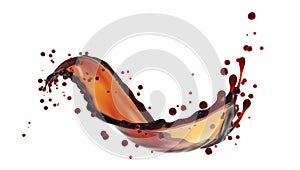 Coffee Curvy Splash on White Background