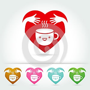 Coffee cute cup logo design elements