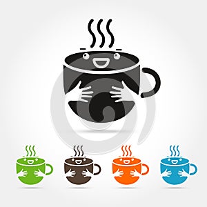 Coffee cute cup logo design elements
