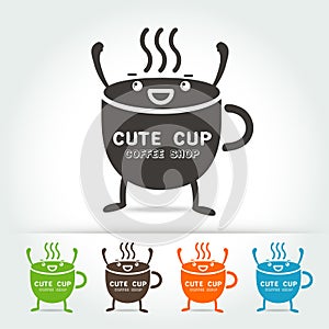 Coffee cute cup logo Vector