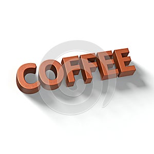 COFFEE 3D TEXT EFFECT Isolated on White Background