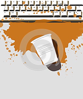 Coffee and damaged keyboard