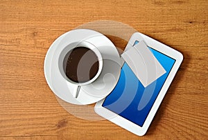 Coffee with digital tablet