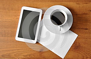 Coffee with digital tablet
