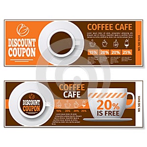 Coffee discount coupon or gift voucher. Vector template