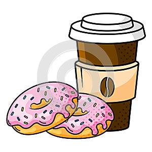 Coffee and donuts vector illustration