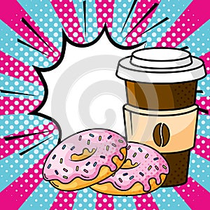 Coffee and donuts vector illustration photo