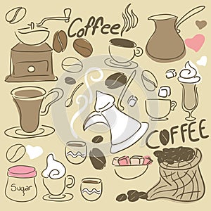 Coffee Doodle set