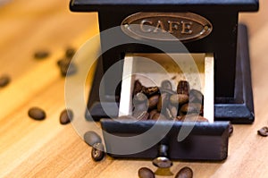 Coffee drawer half full with coffee beans