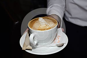 Coffee with drawing. Coffee cup