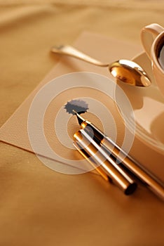 Coffee and drawing pen