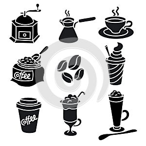 Coffee drinks icons set