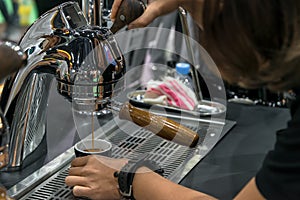 Coffee espresso with coffee machine temper for drink