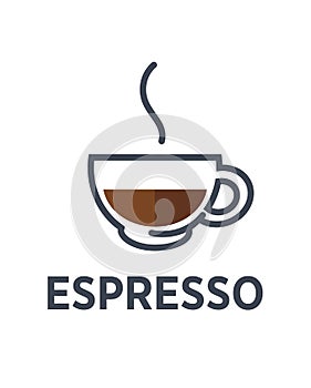 Coffee espresso drink steam cup vector flat cafe icon