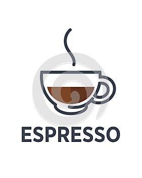 Coffee espresso drink steam cup vector flat cafe icon photo