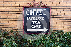 Coffee Espresso Tea Cafe Sign with Arrow