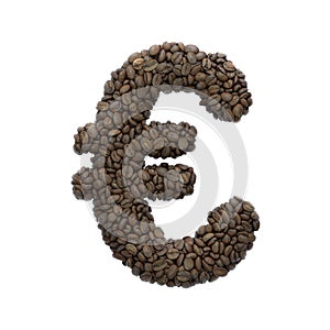 Coffee euro currency sign  - 3d Business roasted beans symbol - Suitable for Coffee, energy or insomnia related subjects