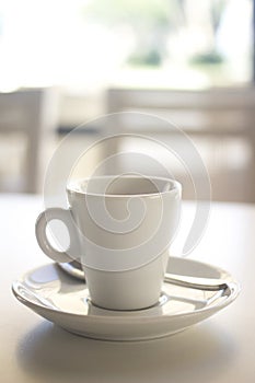 Coffee expresso cup spoon saucer restaurant cafe bar