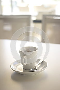 Coffee expresso cup spoon saucer restaurant cafe bar