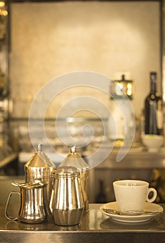 Coffee expresso cup spoon saucer restaurant cafe bar