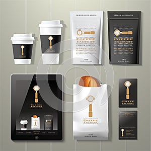 Coffee factory vintage corporate identity template design set