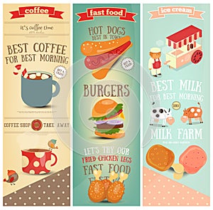 Coffee, Fast Food, Ice Cream Banners