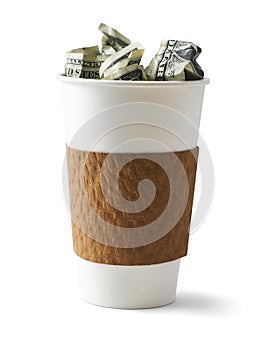 Coffee filled with cash