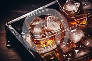 Coffee-filled ice cube tray background photo