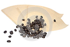 Coffee filters and beans photo