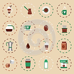 Coffee Flat Icons Set