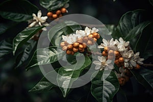 coffee flowers on the tree\'s natural background