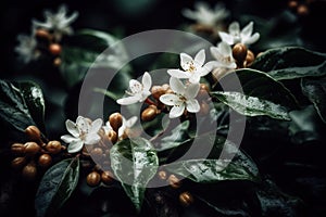 coffee flowers on the tree\'s natural background