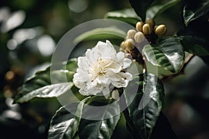 coffee flowers on the tree\'s natural background