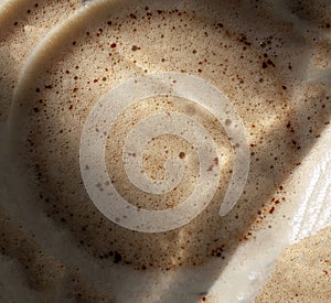 Coffee foam. Background, texture close up coffee top view