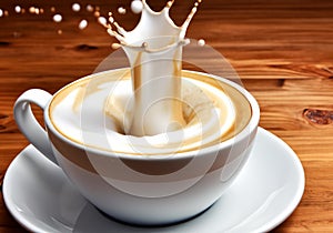 Coffee and foam splashing out of mug