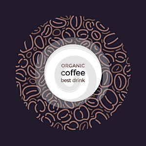 Coffee frame. Vector bean Art line graphic pattern