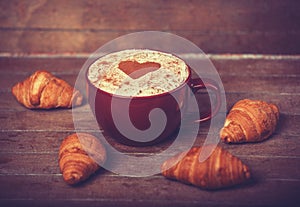 Coffee with french croissants