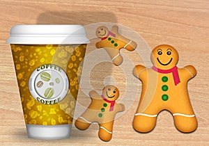 Coffee and Gingerbread cookies. photo