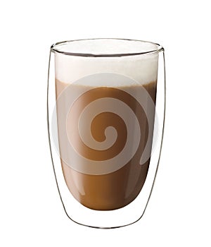 Coffee glass with cappuccino isolated on white background
