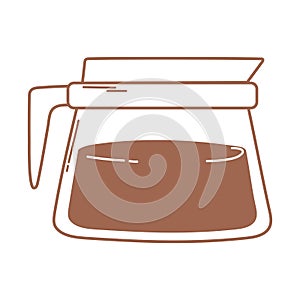 Coffee glass maker hot beverage icon in brown line