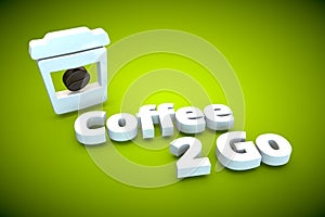 Coffee 2 go 3d tender sign symbol grpahic illustration