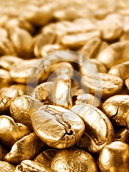 Coffee gold closeup background.